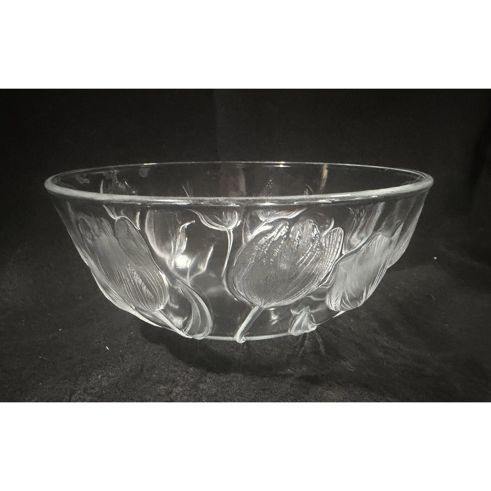 Vintage Collectible Teleflora Planter / Bowl - Glass (Embossed Tulip Design)